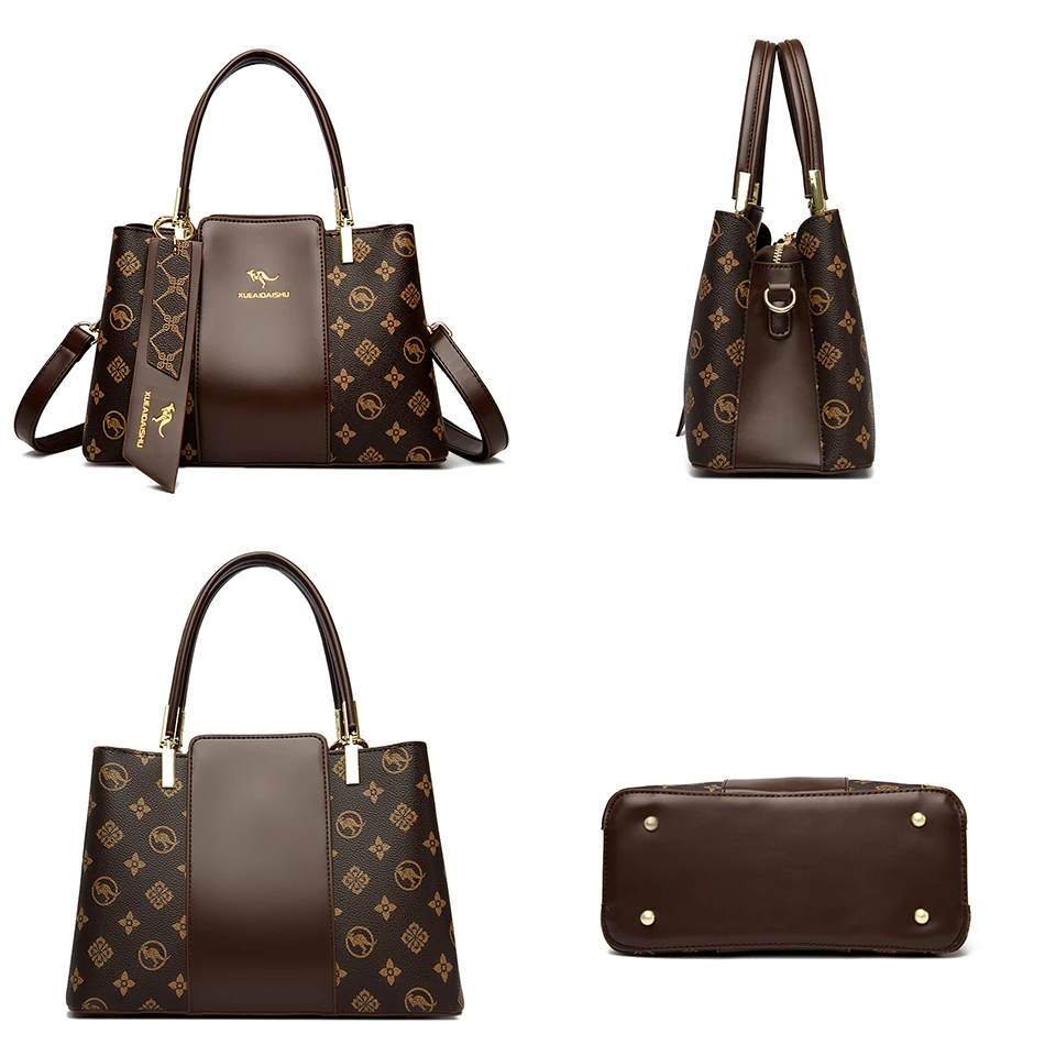 Fashion Print Large Capacity Soft Leather Luxury Handbag