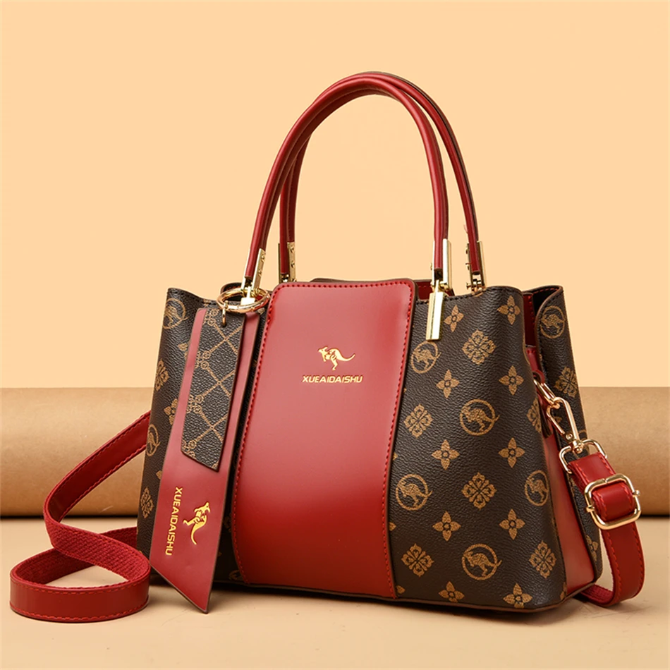 Fashion Print Large Capacity Soft Leather Luxury Handbag