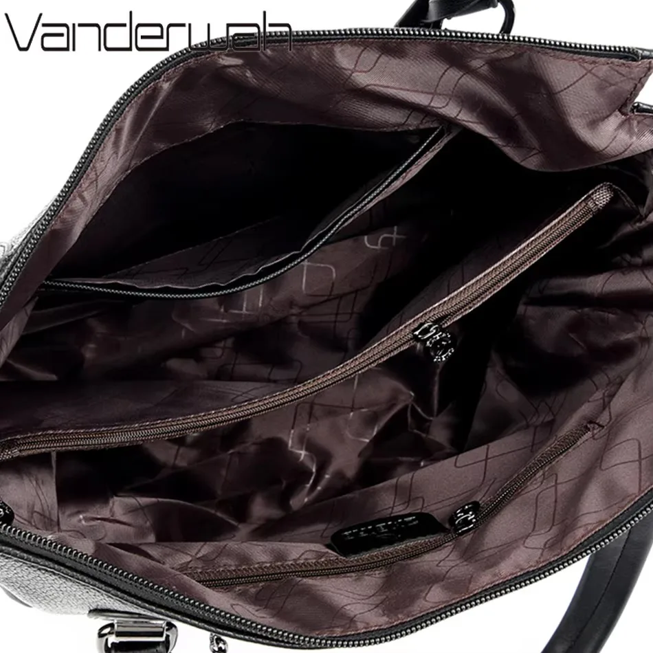 Fashion Print Large Capacity Soft Leather Luxury Handbag