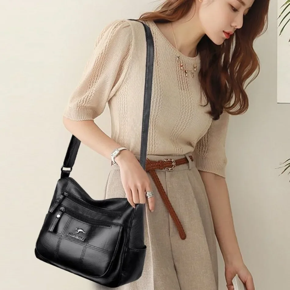 Fashion Print Large Capacity Soft Leather Luxury Handbag