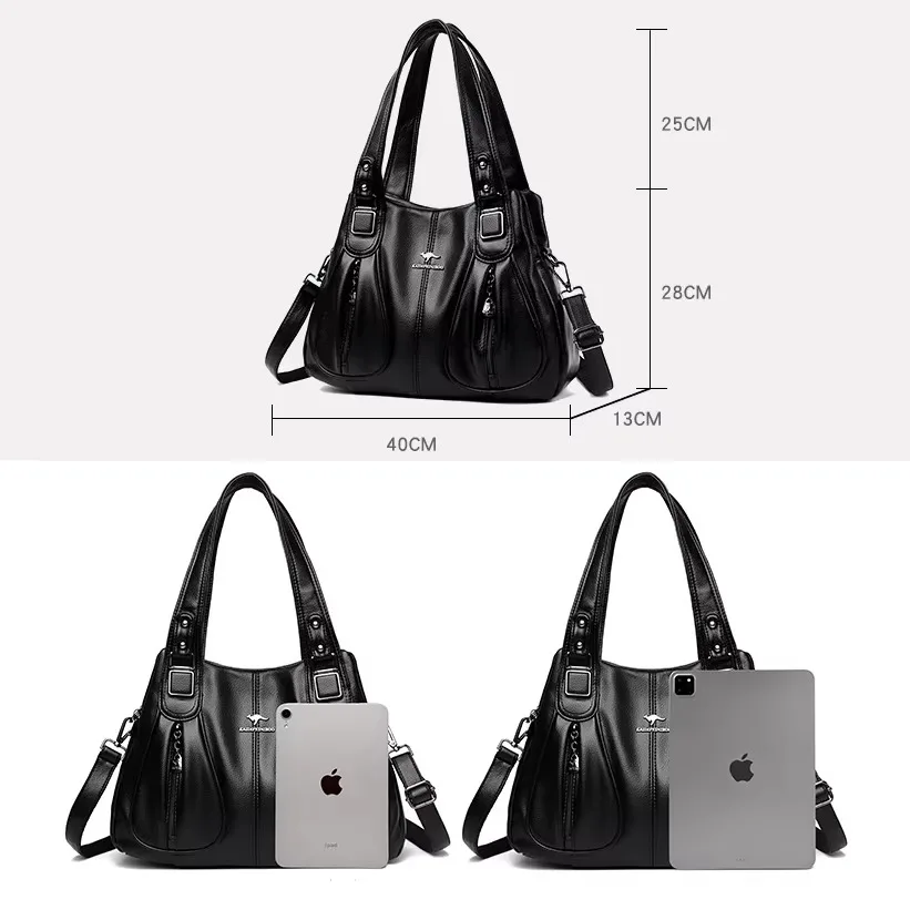 Fashion Print Large Capacity Soft Leather Luxury Handbag