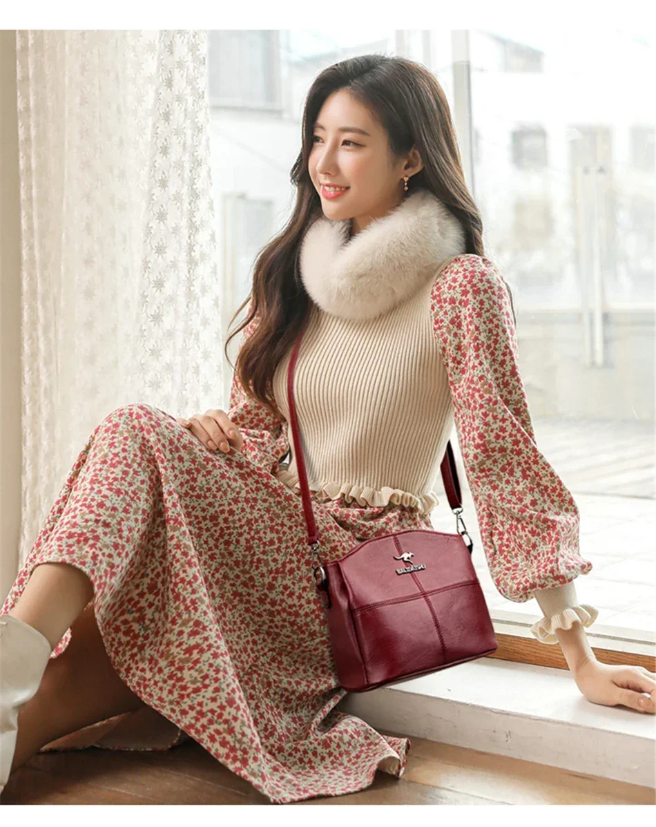 Fashion Print Large Capacity Soft Leather Luxury Handbag