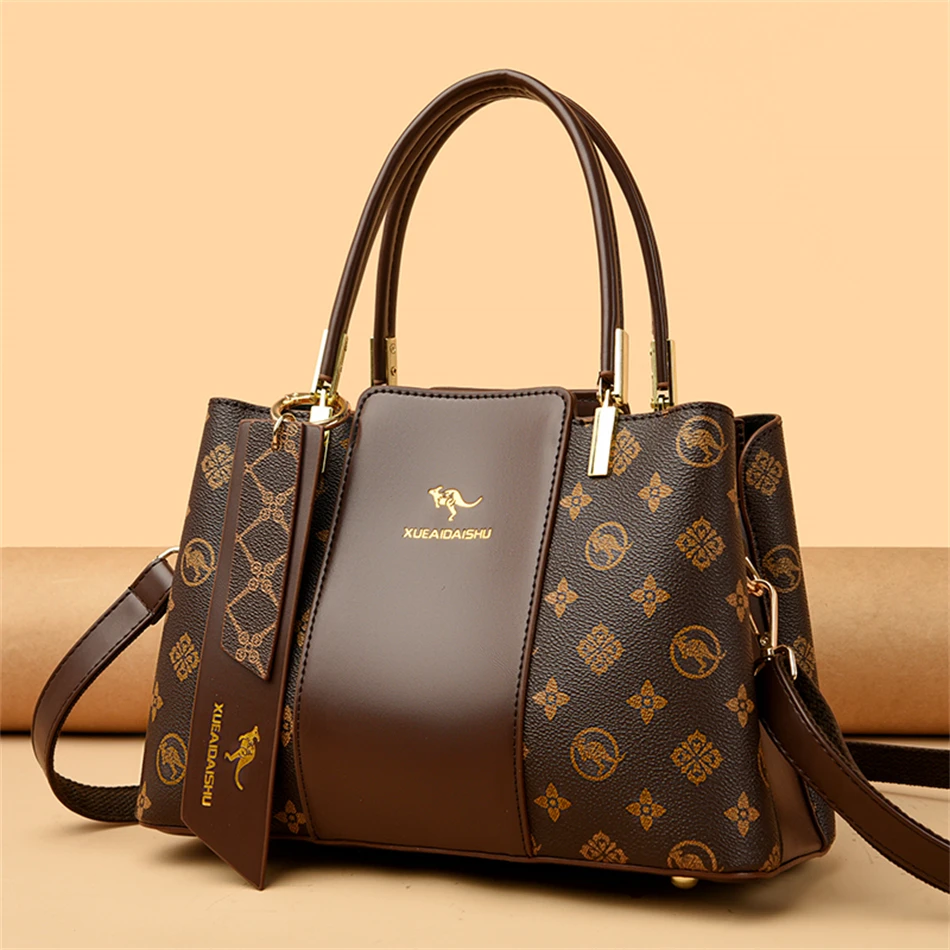 Fashion Print Large Capacity Soft Leather Luxury Handbag