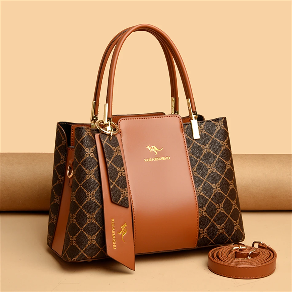 Fashion Print Large Capacity Soft Leather Luxury Handbag