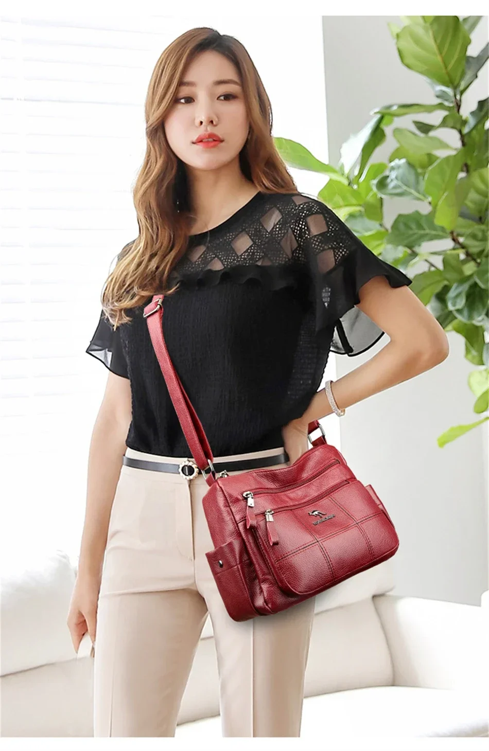 Fashion Print Large Capacity Soft Leather Luxury Handbag