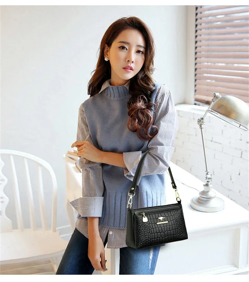 Fashion Print Large Capacity Soft Leather Luxury Handbag