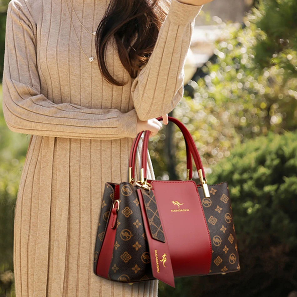 Fashion Print Large Capacity Soft Leather Luxury Handbag
