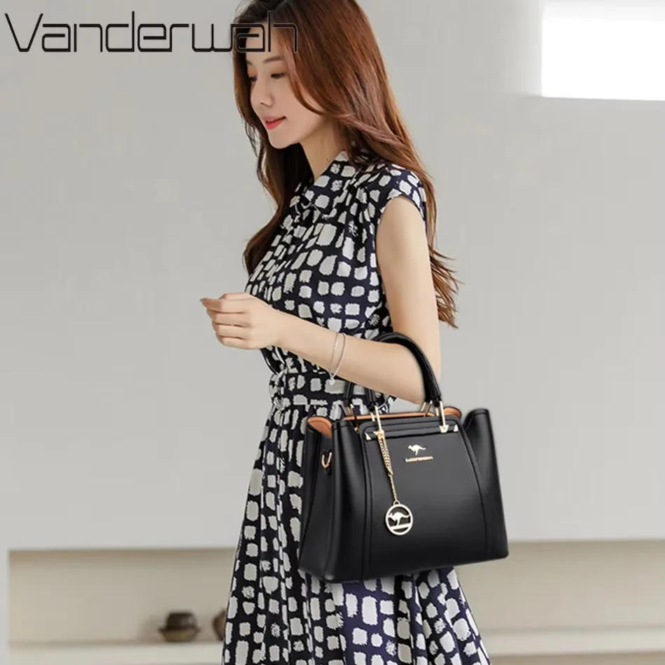 Fashion Print Large Capacity Soft Leather Luxury Handbag