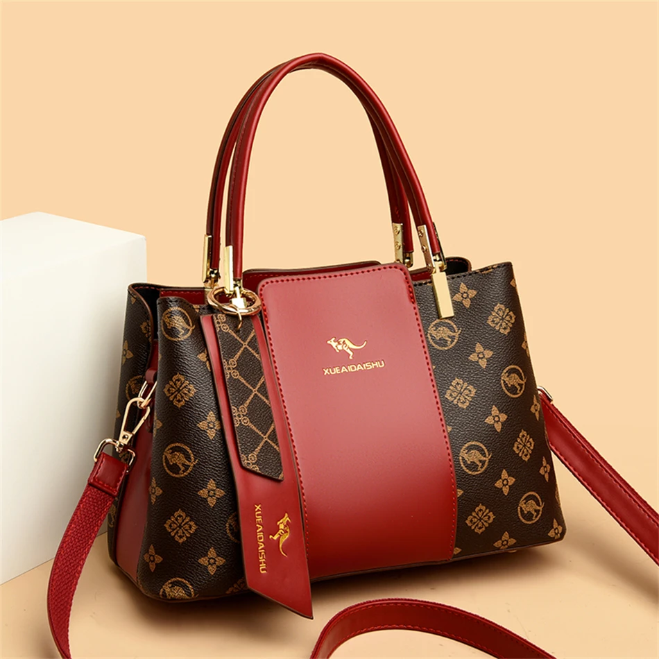 Fashion Print Large Capacity Soft Leather Luxury Handbag