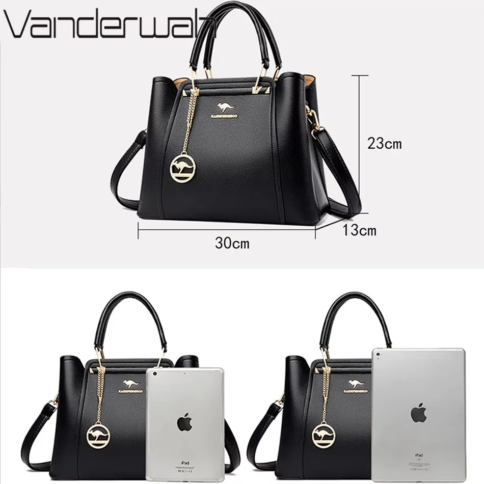 Fashion Print Large Capacity Soft Leather Luxury Handbag