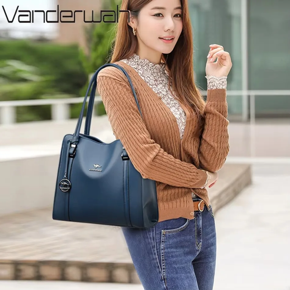 Fashion Print Large Capacity Soft Leather Luxury Handbag