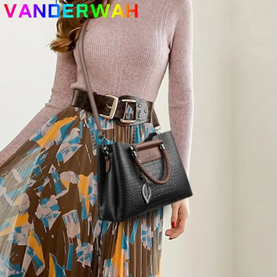Fashion Print Large Capacity Soft Leather Luxury Handbag