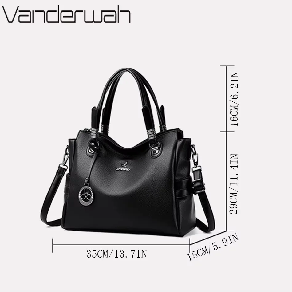 Fashion Print Large Capacity Soft Leather Luxury Handbag
