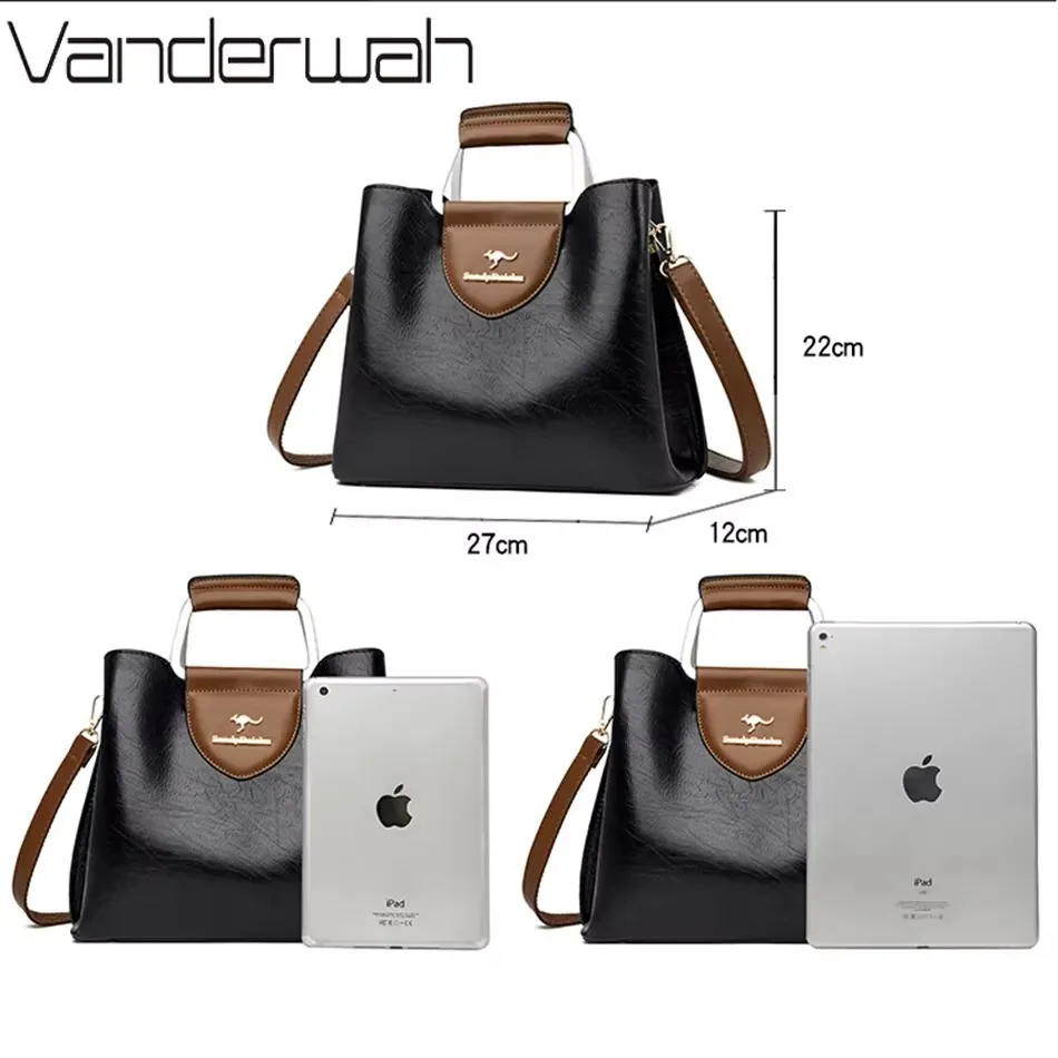 Fashion Print Large Capacity Soft Leather Luxury Handbag