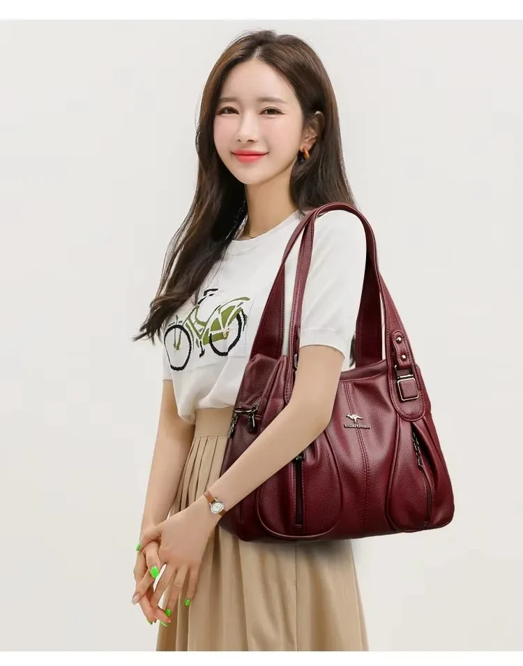 Fashion Print Large Capacity Soft Leather Luxury Handbag