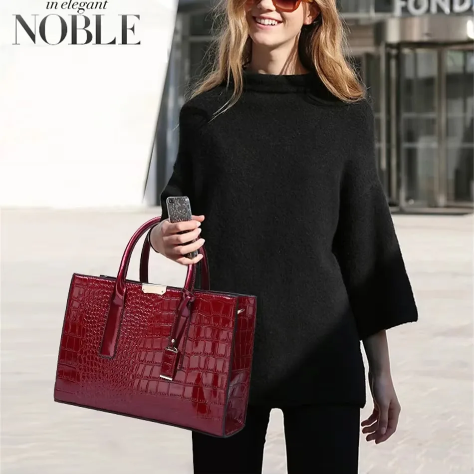 Fashion Print Large Capacity Soft Leather Luxury Handbag