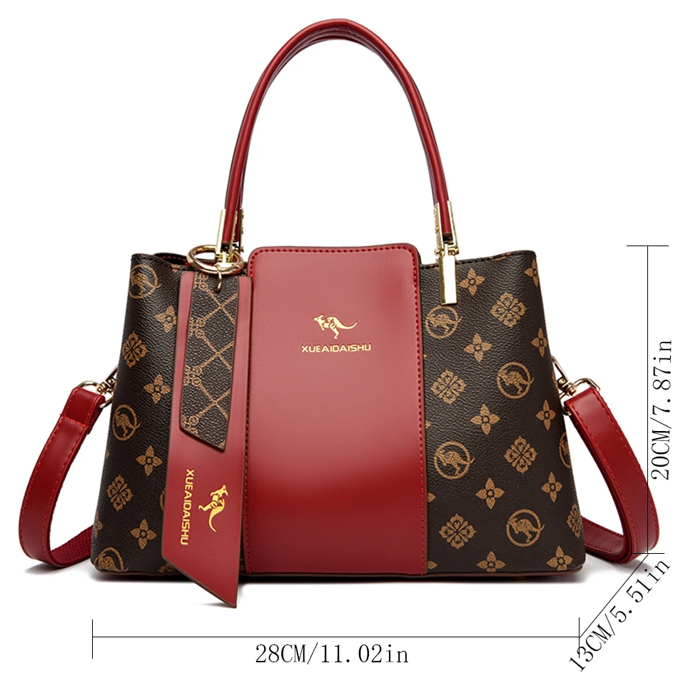 Fashion Print Large Capacity Soft Leather Luxury Handbag