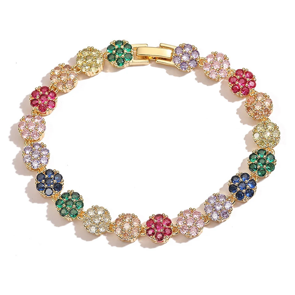 1pc Rainbow Colorful Clover Zircon Bracelet Jewelry Gift
