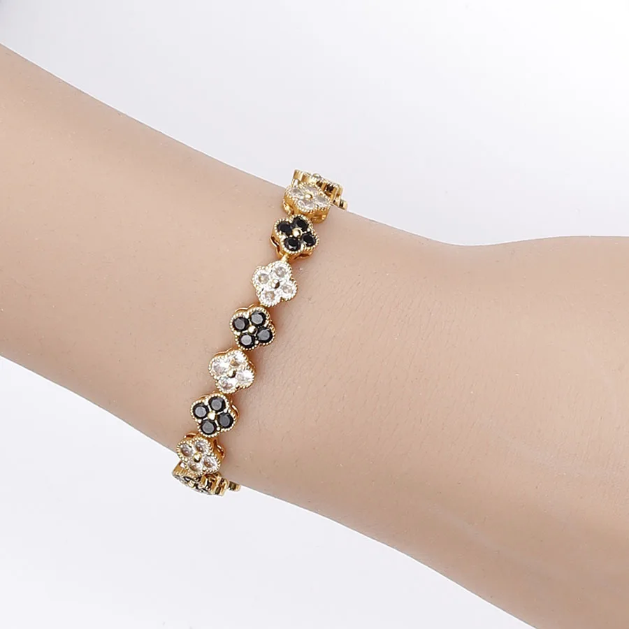 1pc Rainbow Colorful Clover Zircon Bracelet Jewelry Gift