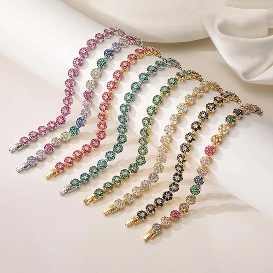 1pc Rainbow Colorful Clover Zircon Bracelet Jewelry Gift