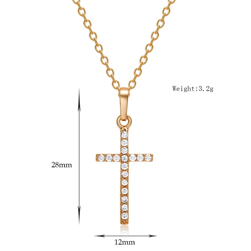 Cross Pendant Necklace With Zircon Neck Chain