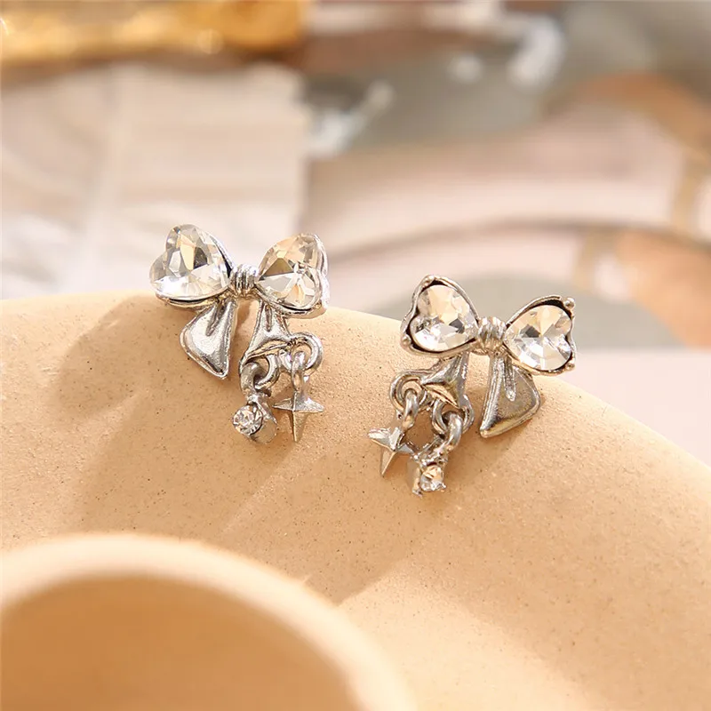 Bowknot Zircon Stud Earrings for Women