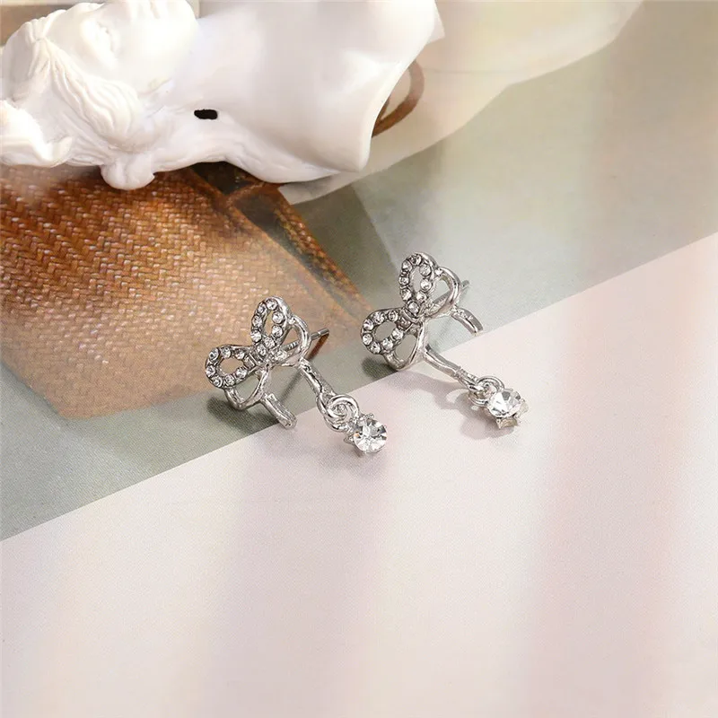 Bowknot Zircon Stud Earrings for Women