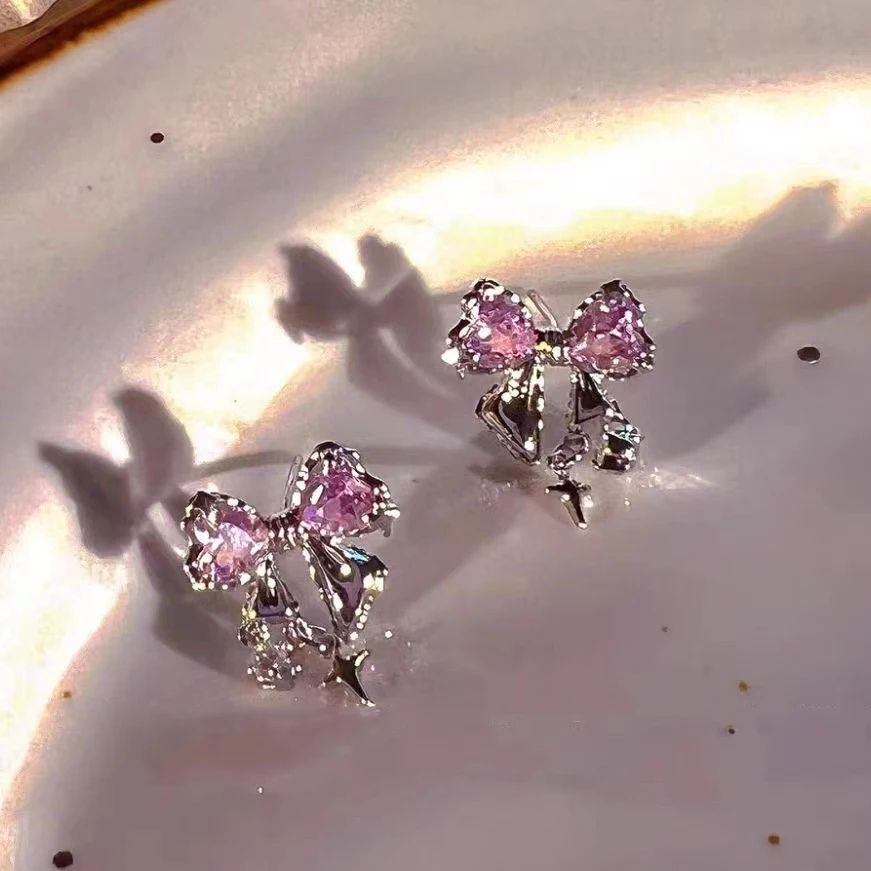 Bowknot Zircon Stud Earrings for Women