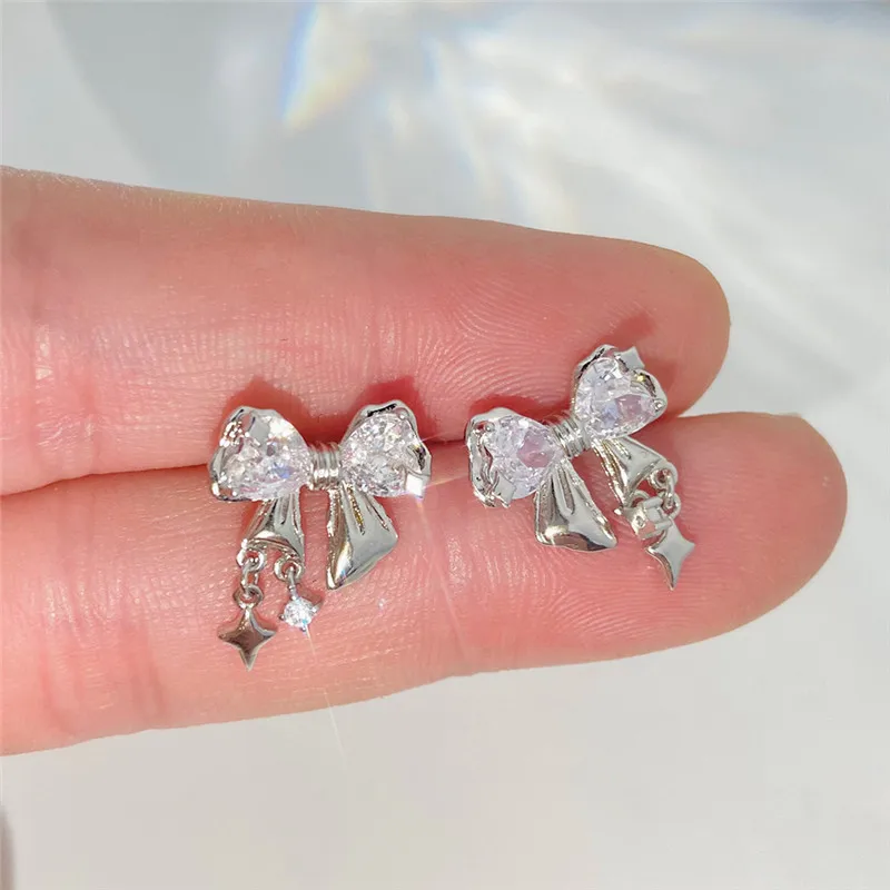 Bowknot Zircon Stud Earrings for Women