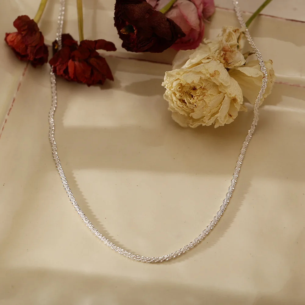 Silver Color Sparkling Necklace For Women