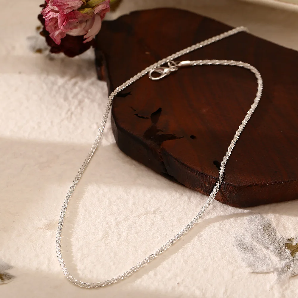 Silver Color Sparkling Necklace For Women