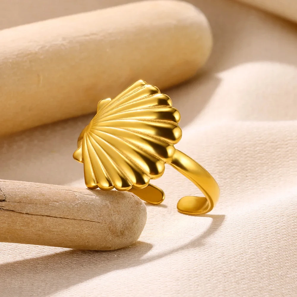 Stainless Steel Shell Gold Color Rings for Women
