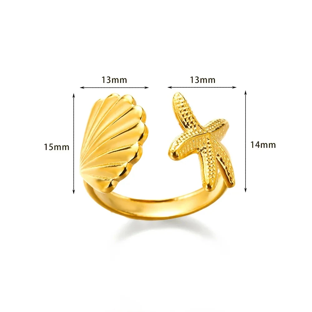 Stainless Steel Shell Gold Color Rings for Women