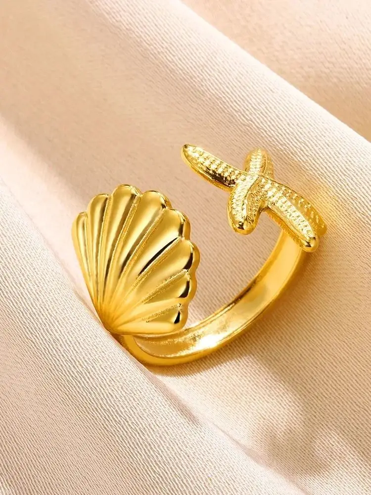 Stainless Steel Shell Gold Color Rings for Women
