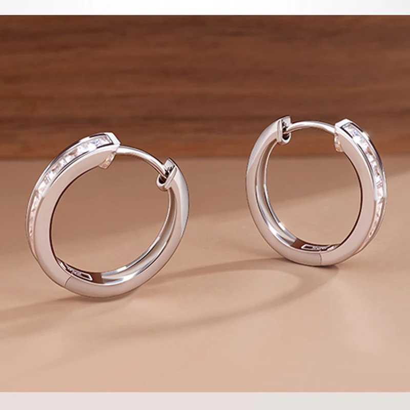 Sterling Silver Shining Zircon Earrings Women