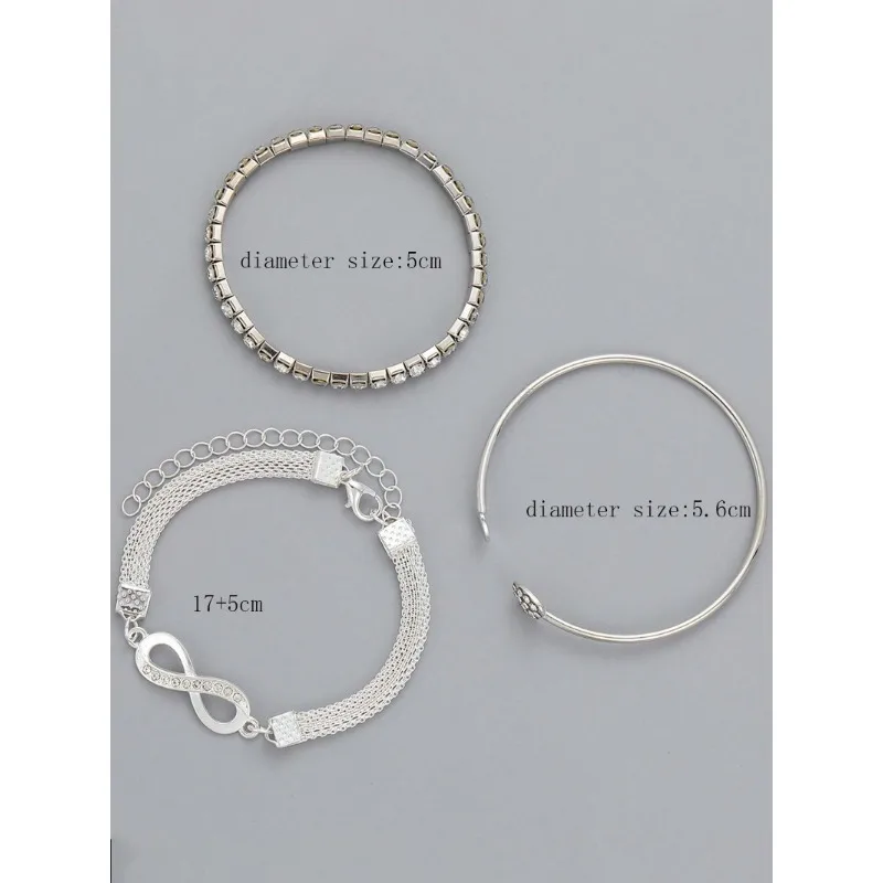 Silver Color Crystal Rhinestone Heart Bracelets for Women