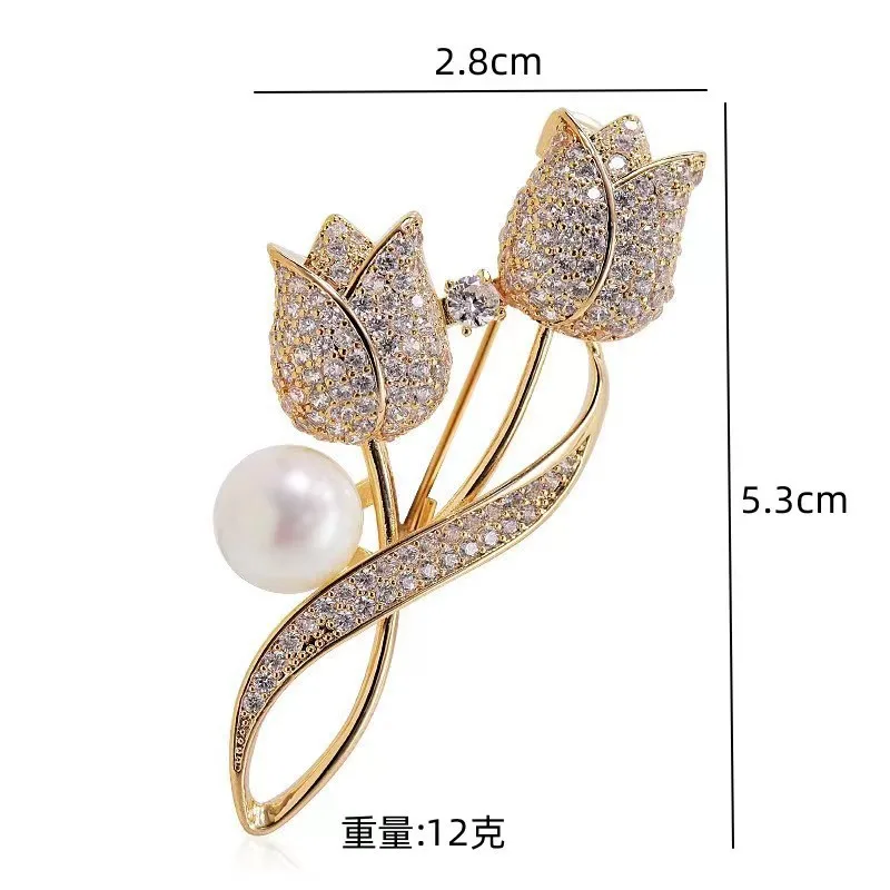 1PC Women Elegant Tulip Flower Brooch