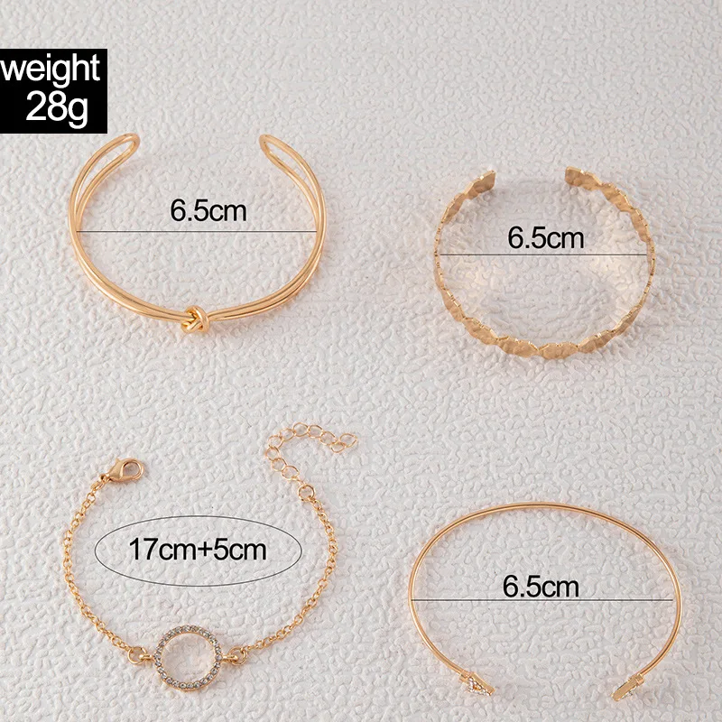 4Pcs Fashion Snake Green Gemstone Bangle Rhinestone for Women