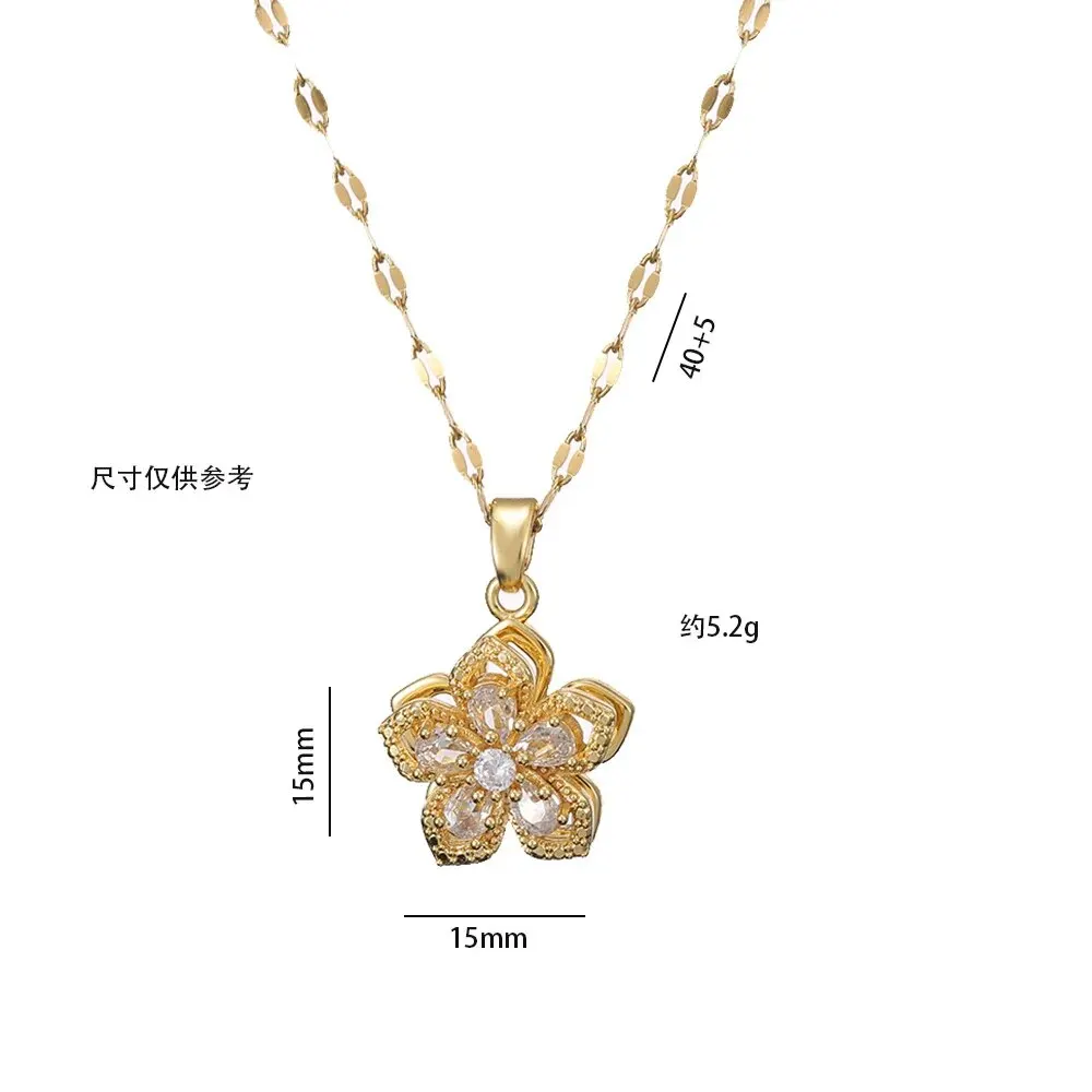 Light Luxury Spin Zircon Flower Pendant Necklace for Women