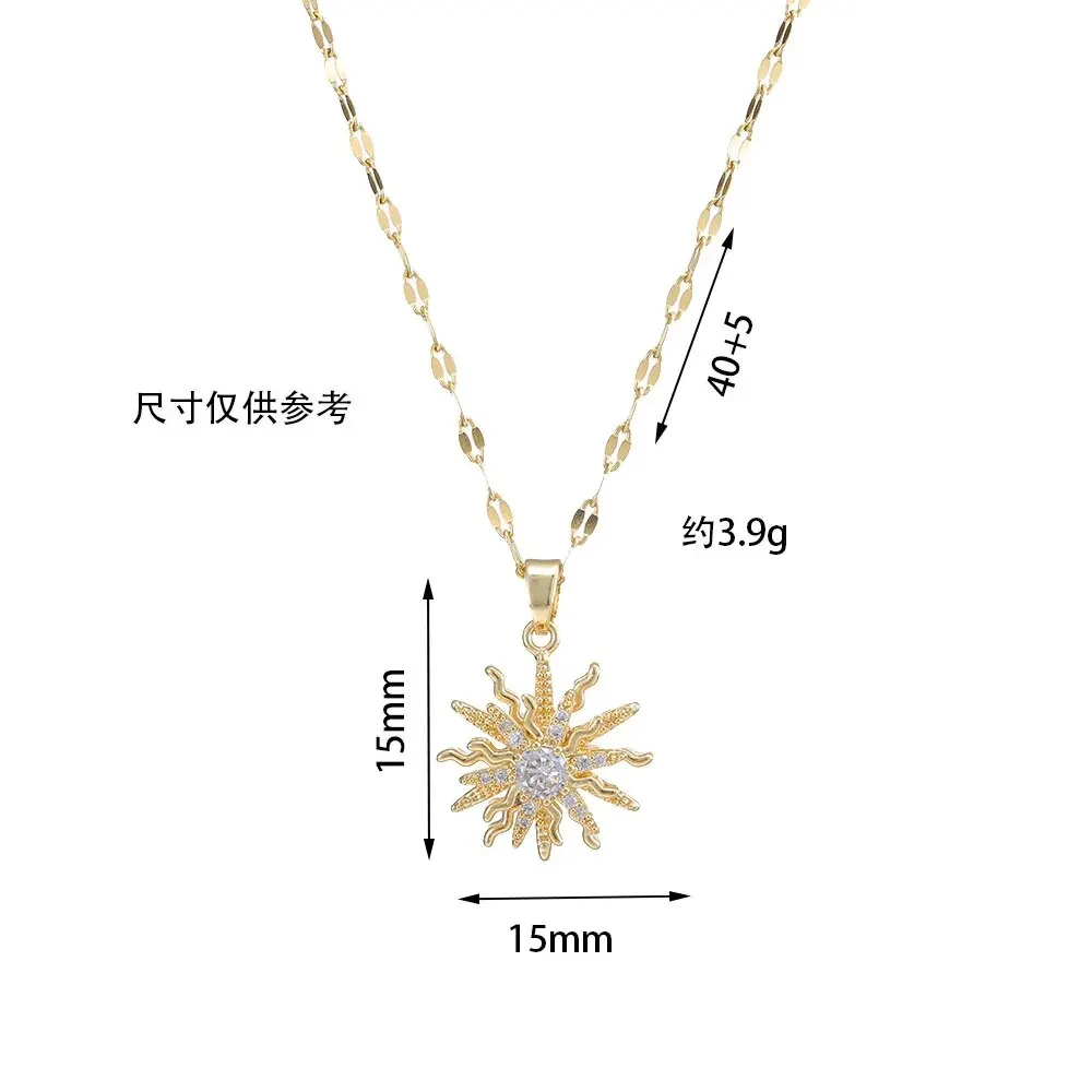 Light Luxury Spin Zircon Flower Pendant Necklace for Women