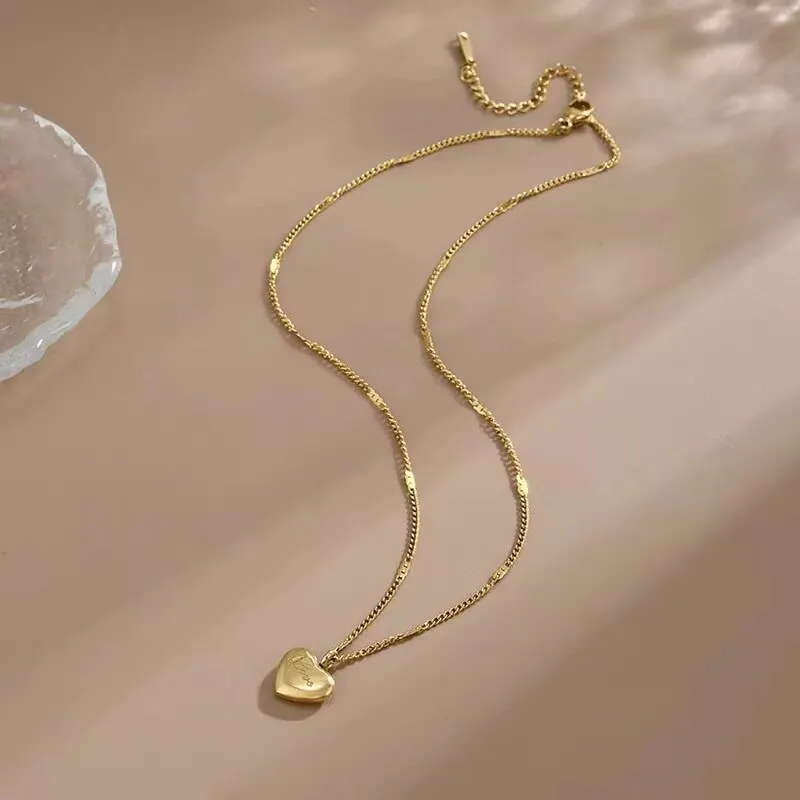 1pcs Gold-color Peach Heart Necklace