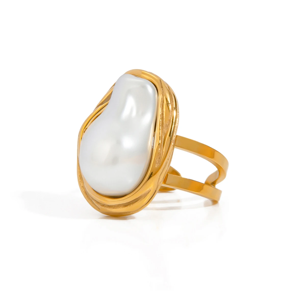 Fashion Imitation Pearl Stainless Steel Gold Color Ring for Women Engagement Party Gift Temperament Jewelry 2024 Fashion Imitation Pearl Stainless Steel Gold Color Ring for Women Engagement Party Gift Temperament Jewelry 2024