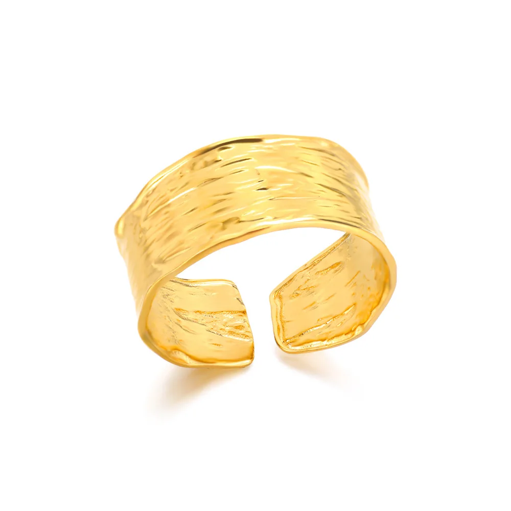Minimalist Texture Stainless Steel Geometric Rings For Women
