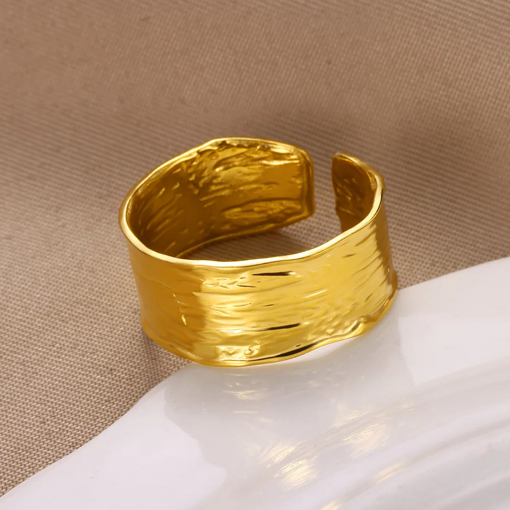Minimalist Texture Stainless Steel Geometric Rings For Women