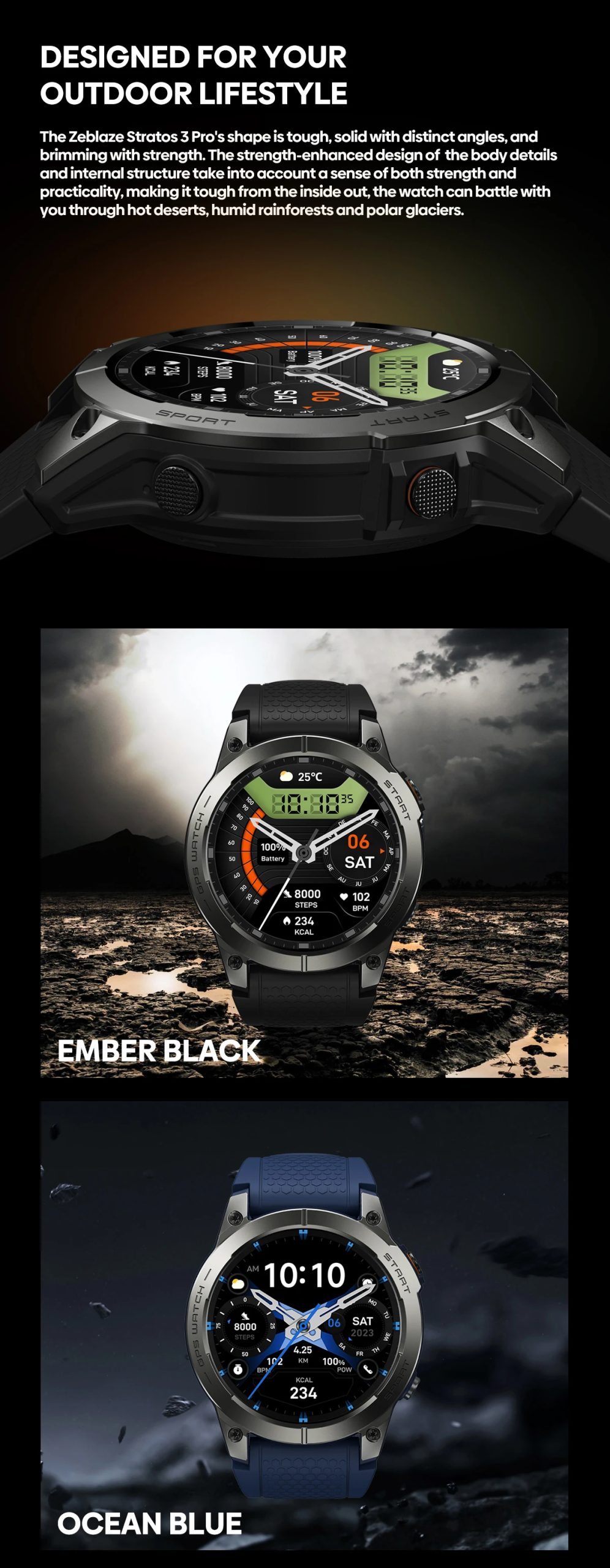 New Zeblaze Stratos 3 PRO 1.43” HD AMOLED Display GPS Smart Watch