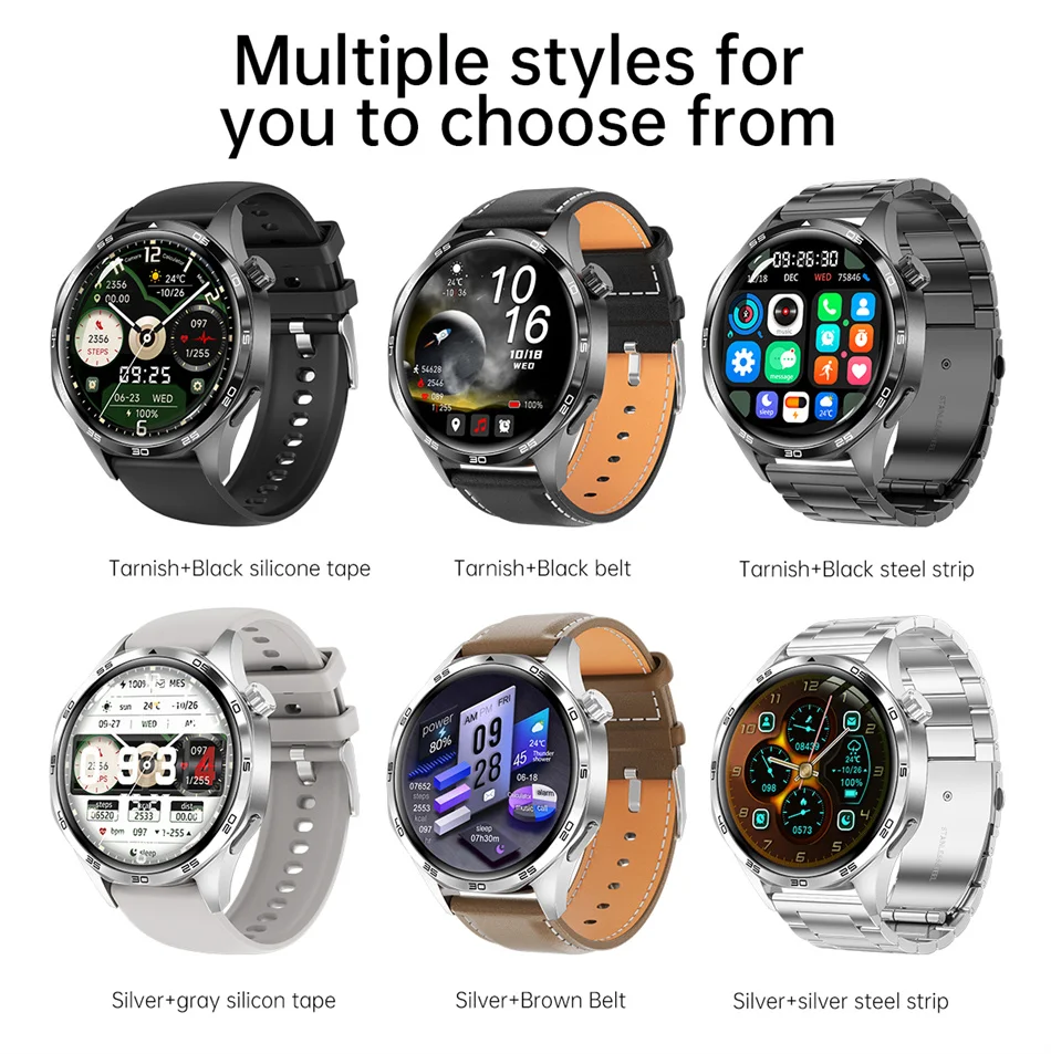360*360 AMOLED HD Screen Bluetooth Call Waterproof Men Smart Watch