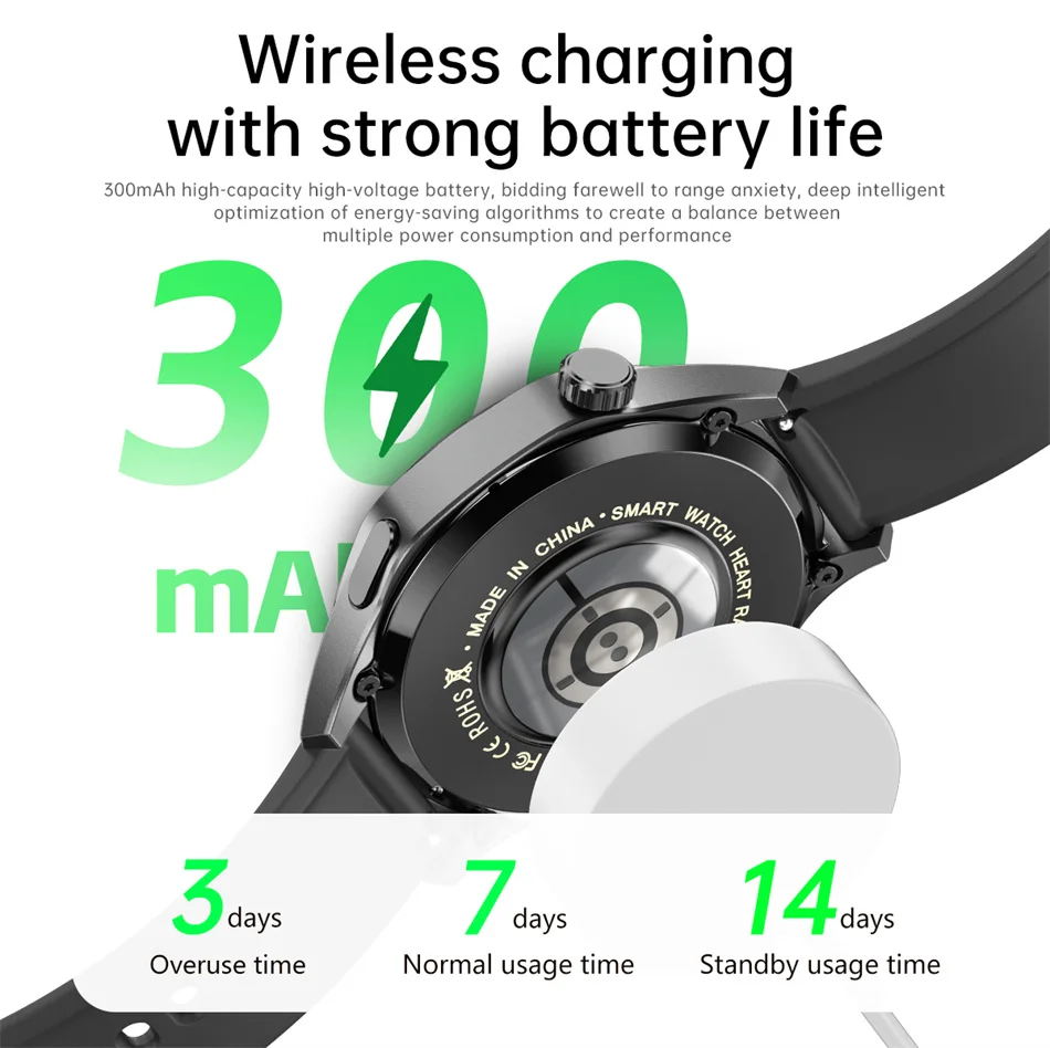 360*360 AMOLED HD Screen Bluetooth Call Waterproof Men Smart Watch