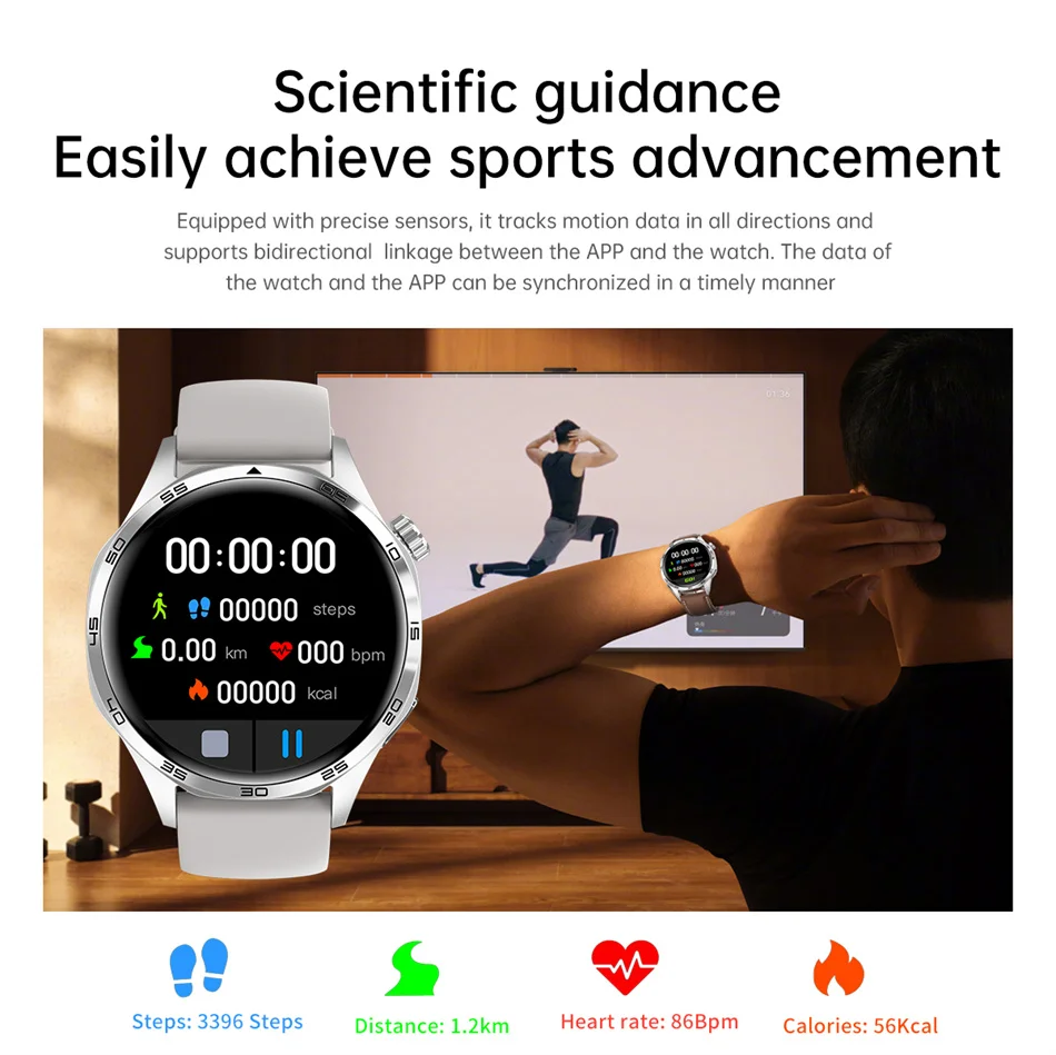 360*360 AMOLED HD Screen Bluetooth Call Waterproof Men Smart Watch