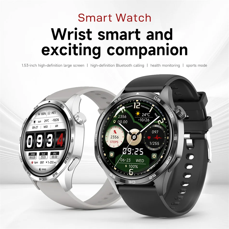 360*360 AMOLED HD Screen Bluetooth Call Waterproof Men Smart Watch