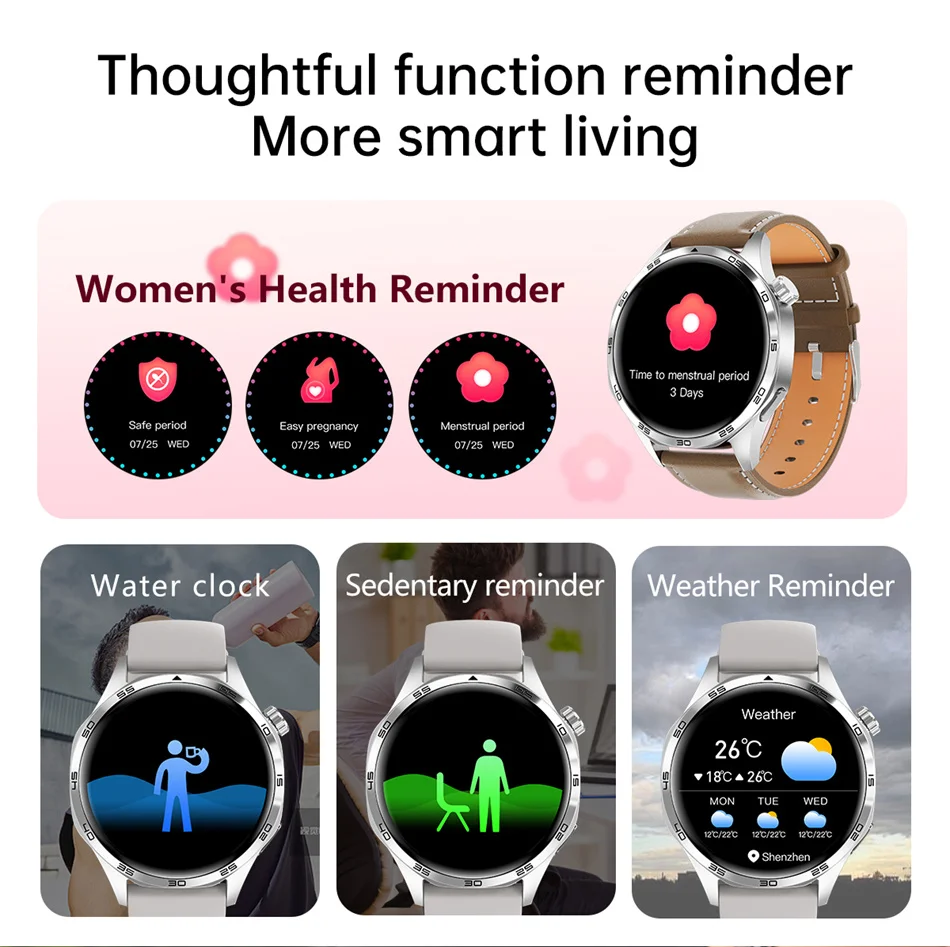 360*360 AMOLED HD Screen Bluetooth Call Waterproof Men Smart Watch